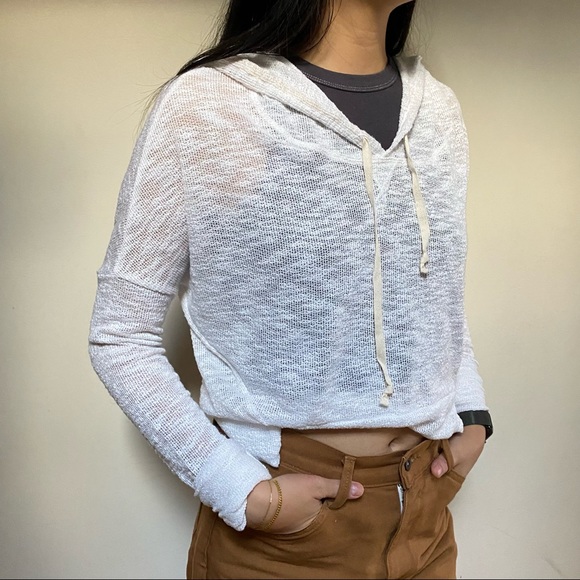 HOLLISTER - Knit Crop Semi-Sheer Hoodie - Picture 3 of 4